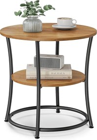Mesa de apoio redonda com duas prateleiras para sala ou quarto. | VASAGLE | 54 x 54 x 55 cm | LET056B41.