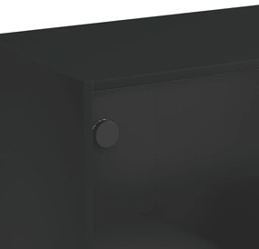 Mesa de centro c/ portas de vidro 102x50x42 cm preto