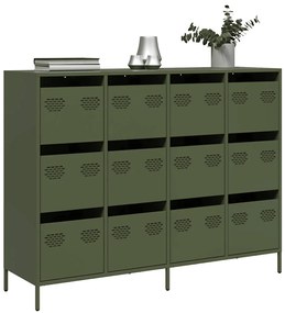 Aparador 135x39x103,5 cm aço laminado a frio verde-azeitona