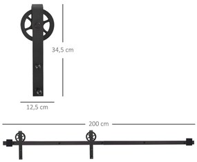 HOMCOM Kit de acessórios para porta de celeiro deslizante Porta de mon