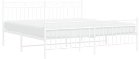 Estrutura de cama com cabeceira e pés 183x213 cm metal branco