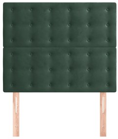 Cabeceira de cama 2 pcs veludo 100x5x78/88 cm verde-escuro