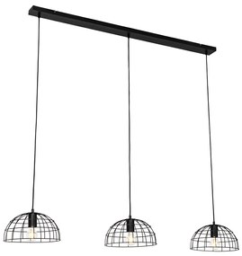 Candeeiro Pendente Industrial Preto 3 Luzes - Hanze
