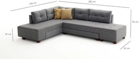 Sofá-Cama de Canto Manama – Cinza – 280x85x206 cm