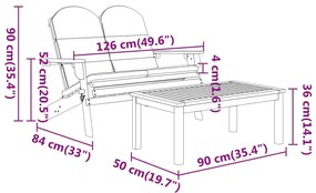 Conjunto lounge de jardim Adirondack 2pcs acácia maciça