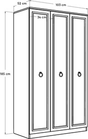 Roupeiro "Victoria" – Branco – 103 x 185 x 52 cm – Design Clássico
