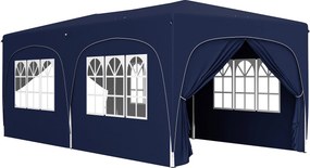 Outsunny Tenda Dobrável 3x6 m Tenda de Jardim para Festas e Eventos com Painéis Laterais UPF50+ Altura Ajustável e Bolsa de Transporte Azul Escuro | AOSOM Portugal