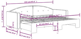 Sofá-cama com gavetão 80x200 cm veludo cinzento-escuro