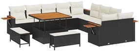 vidaXL Conjunto de Sofá de Jardim 13 pcs Preto Rattan Sintético