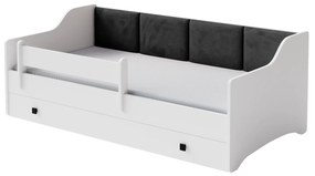 Cama infantil/individual Erik 160x80 branca - painel preto - colchão e estrado incluído