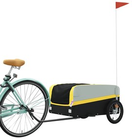 Reboque de carga para bicicleta 45 kg ferro preto e amarelo