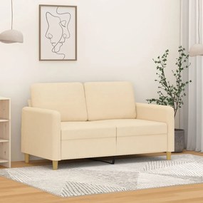 vidaXL Sofá de 2 lugares tecido 120 cm cor creme