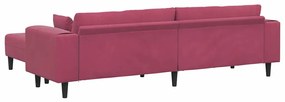 Sofá de Veludo com almofada 3 pcs Vinho Vermelho 208 cm Veludo