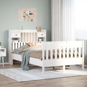 vidaXL Cama sem colchão 120x190 cm madeira de pinho maciça branco
