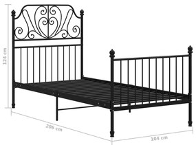 Estrutura de cama 100x200 cm metal preto