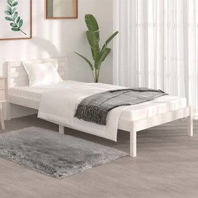vidaXL Estrutura de cama solteiro 90x190 cm pinho maciço branco