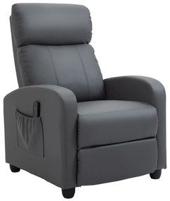 Poltrona de Massagem Poltrona Relax Reinclinável com Controle Remoto 2 Zonas de Massagem 8 Programas 5 Níveis de Intensidade Estofado em PU 68x88x98cm