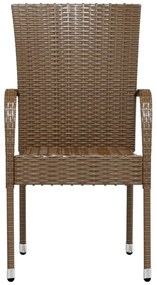 3 pcs conjunto de jantar para jardim vime PE castanho