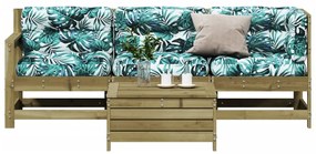 vidaXL 4 pcs conjunto lounge de jardim c/ almofadões pinho impregnado
