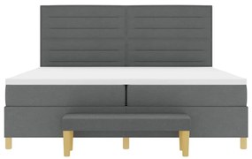 Cama Box com Colchão e Banco vidaXL Cinza Escuro 200x200 cm Tecido