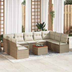 Conjunto de Sofá de Jardim vidaXL de 10 peças com Almofadas Bege Ratta