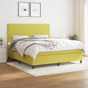 vidaXL Cama com molas/colchão 160x200 cm tecido verde