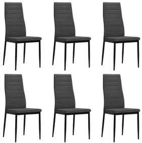 Cadeiras de jantar 6 pcs tecido cinzento-escuro