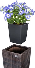 Conjunto de 3 vasos jardim para flores Polyrattan Castanho