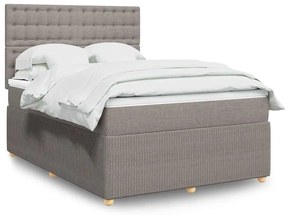 vidaXL Cama com molas/colchão 140x190 cm tecido castanho-acinzentado