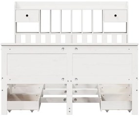 Cama com estante sem colchão 150x200 cm pinho maciço branco