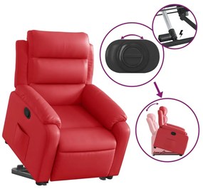 Poltrona reclinável elevatória couro artificial vermelho