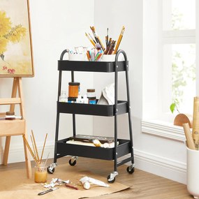 Carro multifuncional, cozinha, casa de banho, escritorio com 3 níveis 41,4 x 30,7 x 79 cm preto