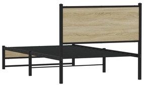 Estrutura de cama sem colchão 107x203 cm metal carvalho sonoma