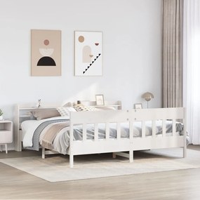 vidaXL Cama sem colchão 200x200 cm madeira de pinho maciça branco