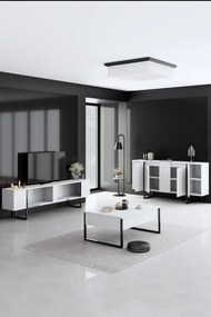 Conjunto de Mobiliário de Sala de Estar Luxe – Branco e Preto – Consol