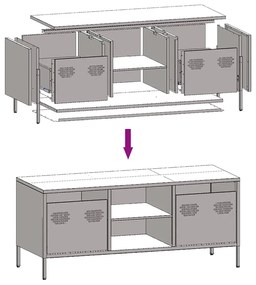 Móvel de TV 101,5x39x43,5 cm aço laminado a frio branco