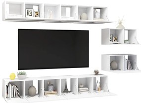 8 pcs conjunto de móveis de TV derivados de madeira branco