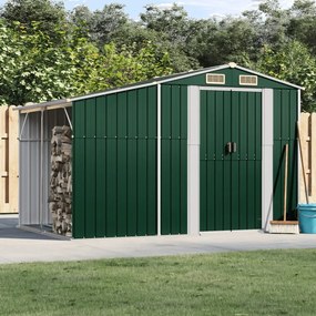 vidaXL Abrigo de jardim 277x192,5x179 cm aço galvanizado verde