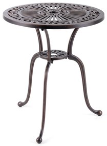 Mesa lateral externa de alumínio fundido com prateleira de armazenamento para varanda de jardim