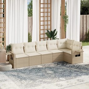 vidaXL 6 pcs conjunto de sofás p/ jardim com almofadões vime PE bege