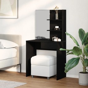 Mesa de Maquiagem em Carvalho Preto com Espelho - 74,5 x 40 x 141 cm