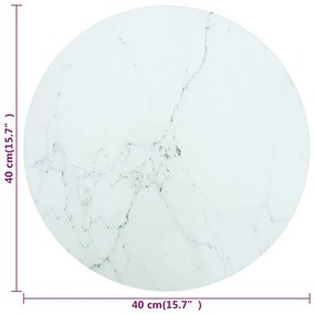Tampo mesa Ø40x0,8 cm vidro temperado design mármore branco