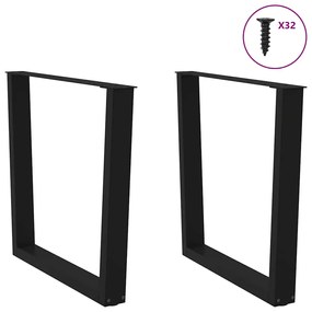 Pernas para mesa de jantar em V, 2 peças, pretas, 90x (72-73,3) cm, aç