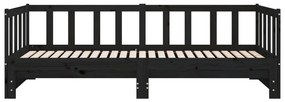 Estrutura sofá-cama de puxar 2x(90x190) cm pinho maciço preto