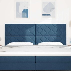 Cabeceira Azul 200 cm com Design de Blocos de Diamante em Tecido