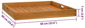 Bandeja de servir 60 x 60 cm madeira de teca maciça