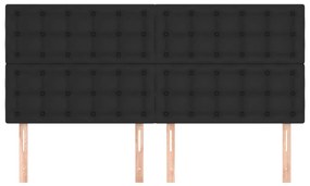 Cabeceira de cama 4 pcs couro artificial 100x5x78/88 cm preto