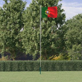 vidaXL Bandeira de Portugal e mastro 6,08 m alumínio