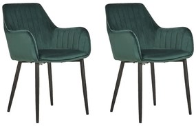 Conjunto de 2 cadeiras de jantar em veludo verde escuro WELLSTON Beliani