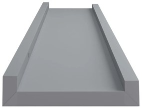 Unidade de prateleiras com rebordo 2 pcs 60x9x3 cm MDF cinzento